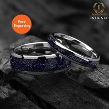 His And Hers Silver Tungsten Wedding Rings – Galaxy Inspired Couple Promise Band