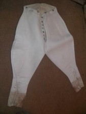 Antique White Hide Buckskin Leather Fox Hunting Breeches Waist 30"