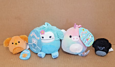 Squishmallows Joelle Esmerelda Bag Clips & Finley Jettward Squishville Plush Lot