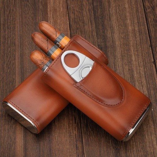 Travel humidor leather - leather, cedar