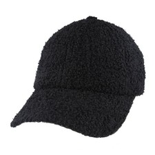 Black Fluffy Faux Fur Baseball