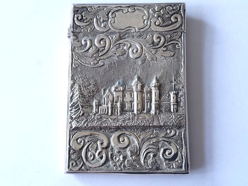 Silver castle top card case - silver,