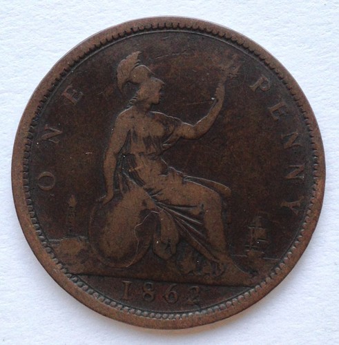 1862 queen victoria penny - 1862,