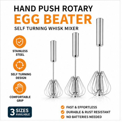 Hand push rotary egg - push, beater
