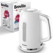 Breville Bold White Electric Kettle | 1.7L | 3kW Fast Boil | White & Silver C...