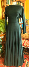 DROOPY & BROWNS ANGELA HOLMES BOTTLE GREEN LONG WOOL DRESS 10