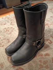 DOUBLE H BLACK LEATHER SOFT SQUARE TOE HARNESS MOTORCYCLE BOOTS #4008 MENS 10.5D