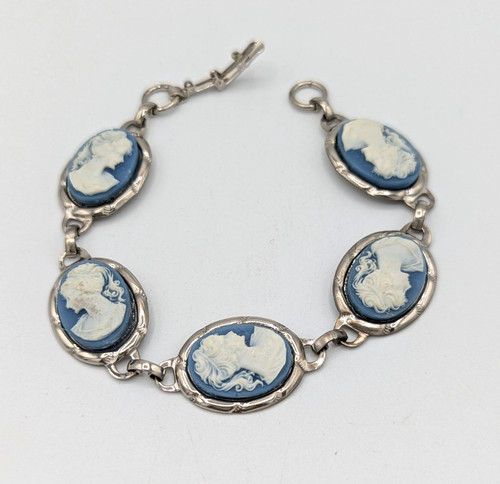 Vintage blue resin cameo panel - blue,