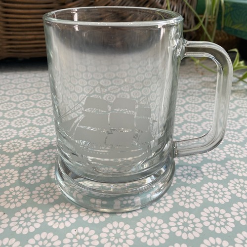 Vintage glass tankard - vintage, etched