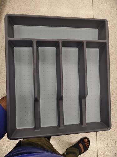Grey plastic cutlery drawer - plastic,