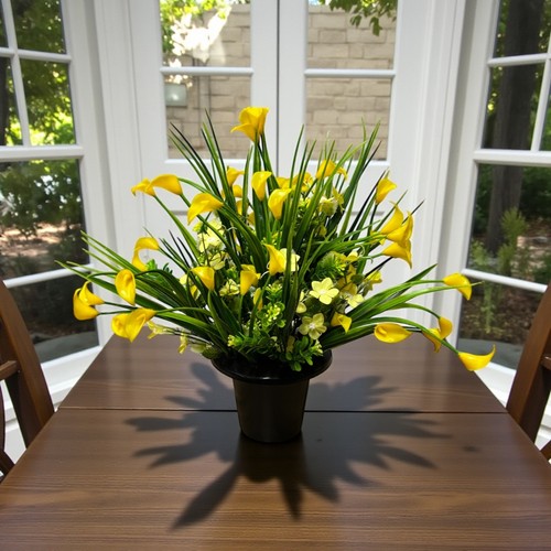 Yellow cala lilies artificial - yellow,