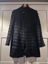 All Saints Black Coat Women’s Size 10 Knee Length - Wool Blend with Fur Details