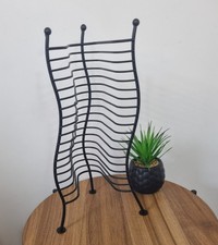 VINTAGE CD stand Rack Holder Black Wavy 90s Retro Freestanding Metal Storage