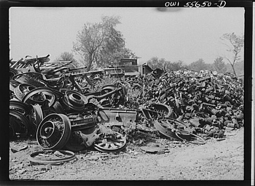 World war scrap metal pile - scrap,