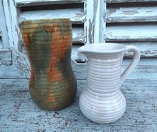 Vintage x 2 Art Deco Ridged Vase & Jug