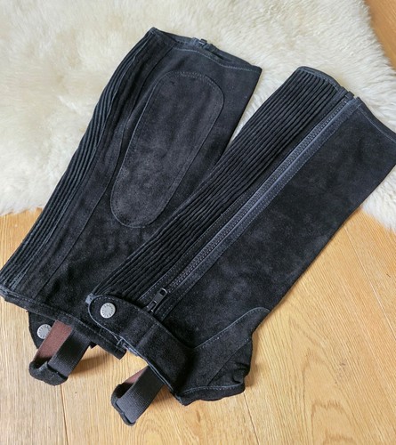 Shires black suede half - suede, chaps