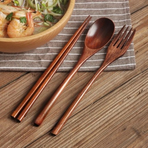 Portable wooden cutlery set - portable,