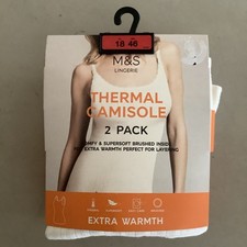 Marks and Spencer Women's Thermal Camisole Vests 2 Pack Size 18 White 