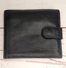 Mens Osprey London Soft Black Leather Bifold Wallet With Coin Purse