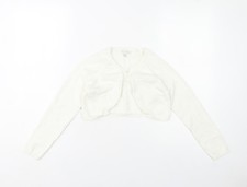 John Rocha Girls Ivory Shrug Cardigan 9-10 Years 100% Cotton Long Sleeve