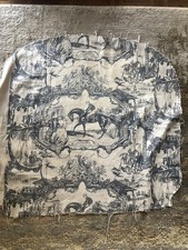 vintage toile de jouy fabric Blue Horses Print Two Piece Off Bed Headboards