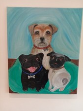 Oil On Canvas Doggy Freinds