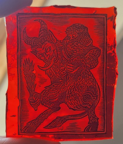 Stained glass devil - devil, pagan