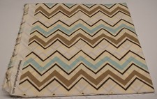 21" x 44" 100% cotton fabric BROWN CREAM TEAL WHITE TAN chevron stripe
