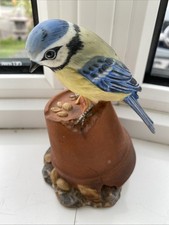 Garden Great/Blue Tit Bird On A Flower Pot Ornament - Royal Osborne ?