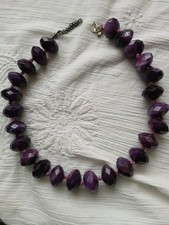 Retro 1990's Chunky Faceted Round Purple Beaded Necklace NEXT