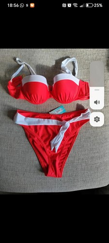 Ladies red white bikini - white,