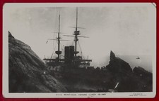 RP Wreck of HMS Montague ashore Lundy Island 1906 postmarked postcard Devon