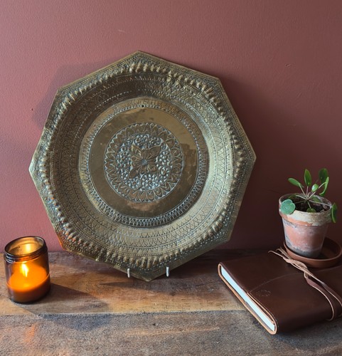 Vintage embossed brass wall - embossed,