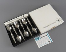Set 6 Oneida Community Stainless Arabesque Tea Spoons Boxed