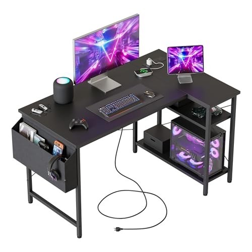 Shaped desk with power - l,