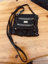 River Island Black Leather Shoulder Bag VGC