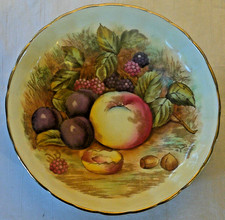 Vintage Aynsley Bread Sandwich Cake Plate Orchard Fruit Apples Plums Brambles