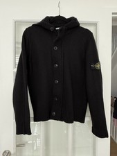 Stone Island Men's Hooded Zip And Button Wool Jumper