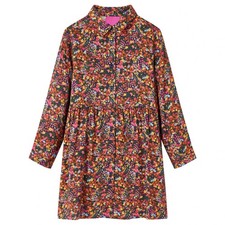 Kids' Dress with Long Sleeves School Girls Dress Flowers Print Multicolour vidaX