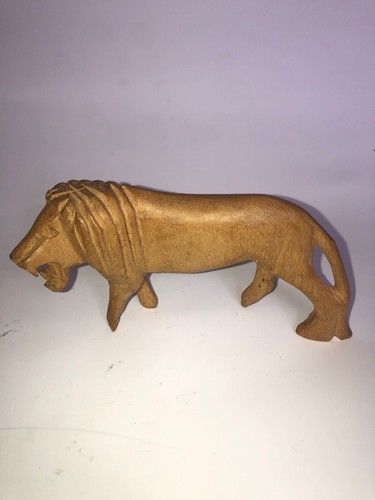 African lion figurine wooden - figurine,