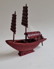 Vintage Wooden, Asian Sailboat Ornament, 7 1/4"  x 8"