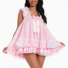 Satin sissy babydoll ruffle - babydoll,
