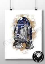 R2D2 Star Wars Themed Illustration Print, signed by artist Limited, only 300