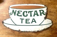 Nectar Tea Advertising Enamel Sign Old Vintage Metal Retro Kitchen Original