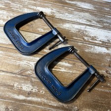 2 Record No. 122-3 Deep Throat G Cramps C Clamps Carpenters Workshop Tool 3"