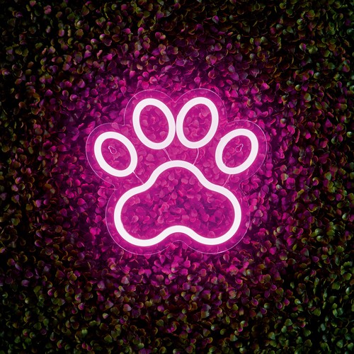 Cat paw print neon - paw, sign