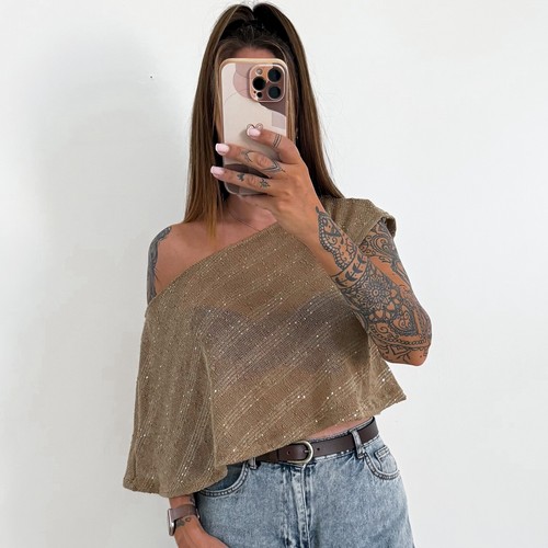 Ladies gold sequinned jumper - ladies,