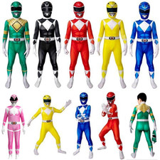 Power Ranger Adults/Kids Jumpsuit Cosplay Party Costume Halloween Birthday Gifts
