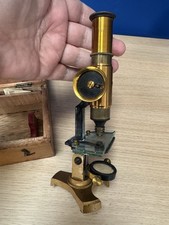 ANTIQUE brass microscope W.A.C. Smith Dundas Street Glasgow In Original Box