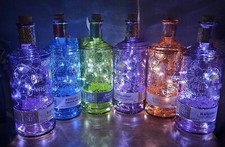 Coloured Whitley Neill empty Bottles with USB rechargeable Bottle Cork Lights